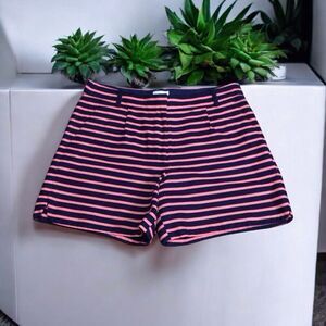 J. CREW Womens Chino Shorts Size 6 Navy Blue Striped Cotton EUC
